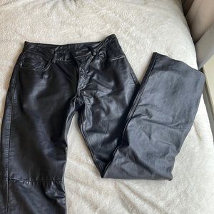 Genuine black leather pants lined with nylon/acetate
